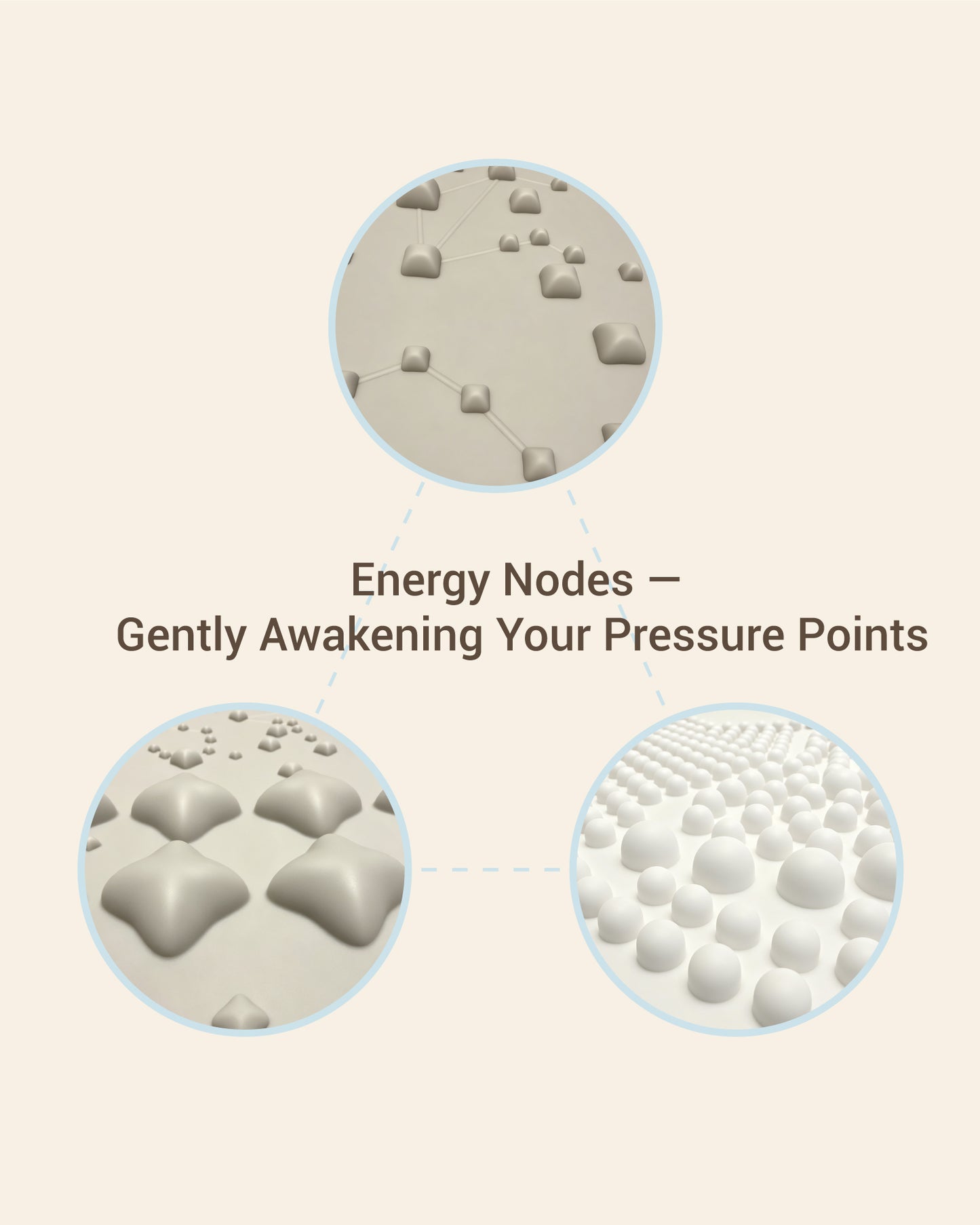 QILATES Qi Wellness Mat acupressure mat with zoned energy nodes — Qi-flow swirl, spine column and reflexology foot pads